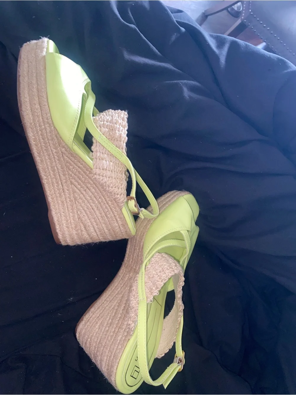 OFF Lime Green Espadrille Platform Wedge Sandals Made in Brazil Size 9